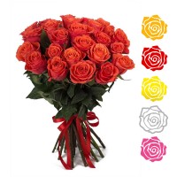 25 роз (70 см), цвет в ассортименте